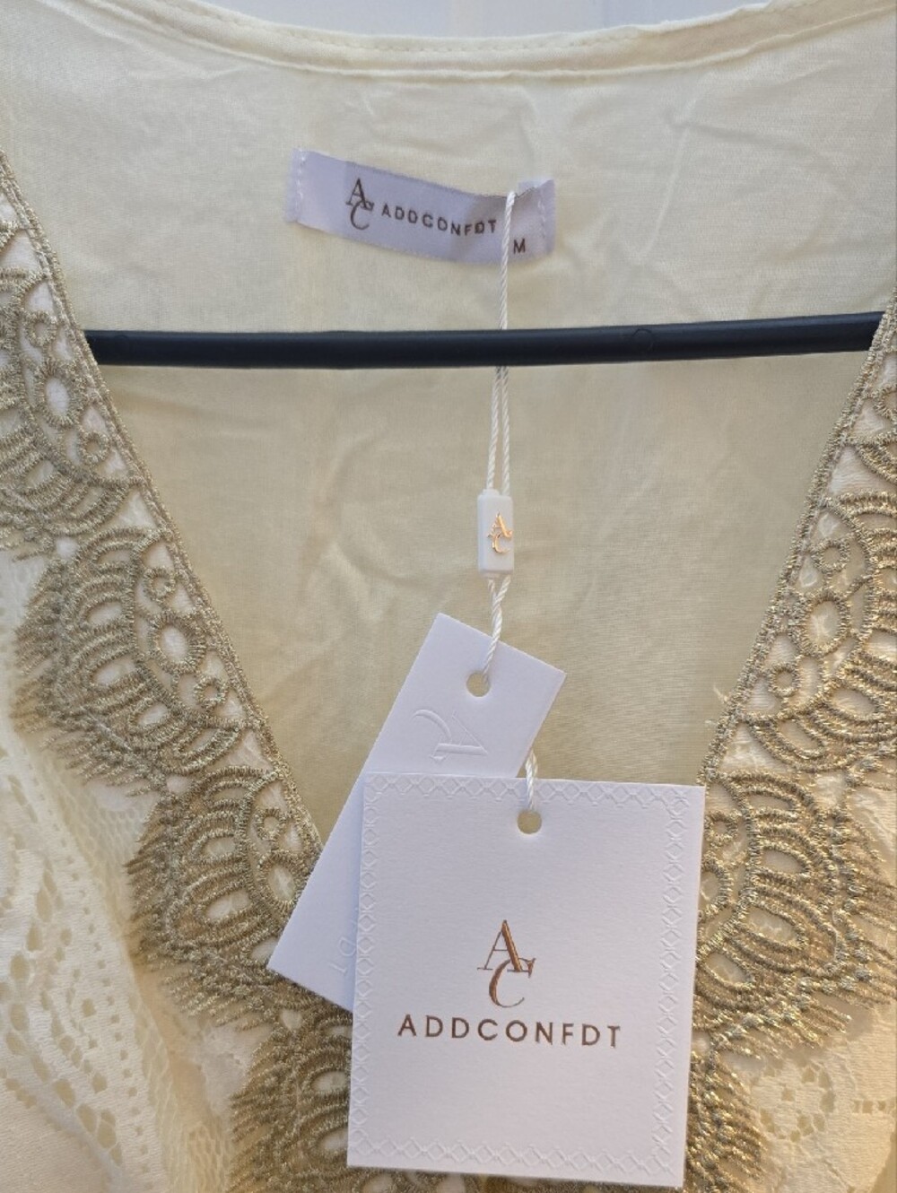 ADD Condft Cream Lace Boho Maxi Dress with Pom Tie - Picture 3 of 4
